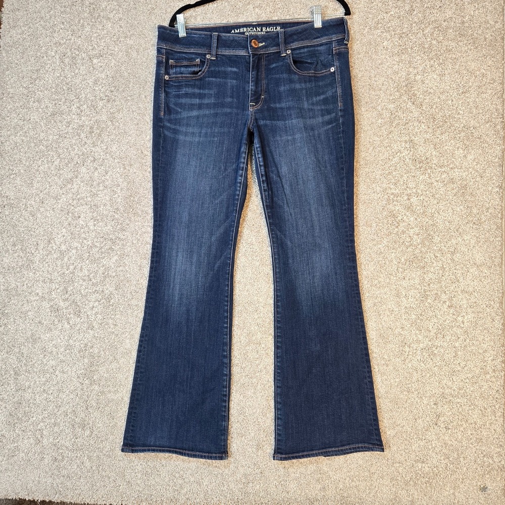 AMERICAN EAGLE AE Women's Size 12 Kick Boot Denim Blue Jeans dark wash stretch
